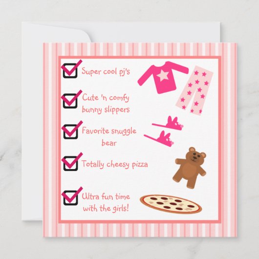 Checklist voor pyjama's met sluippers kaart (Voorkant)