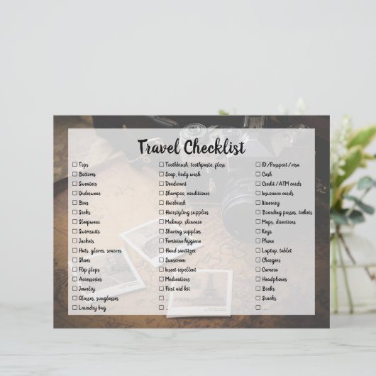 checklist voor reispakketten (Staand voorkant)