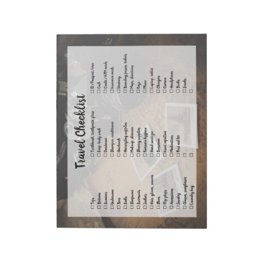  checklist voor reispakketten notitieblok (Linkerzijde)