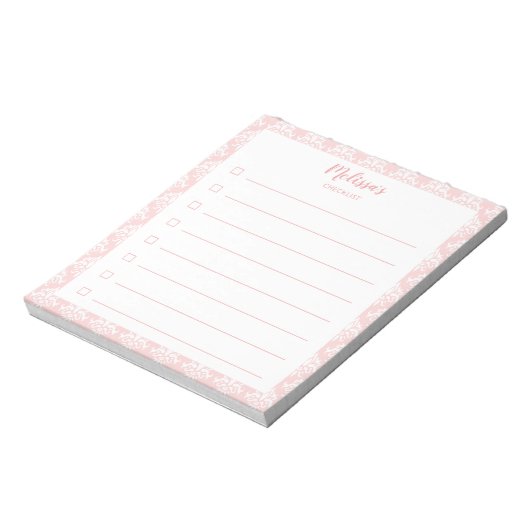 checklist voor roze en meisjes notitieblok (Linkerzijde)