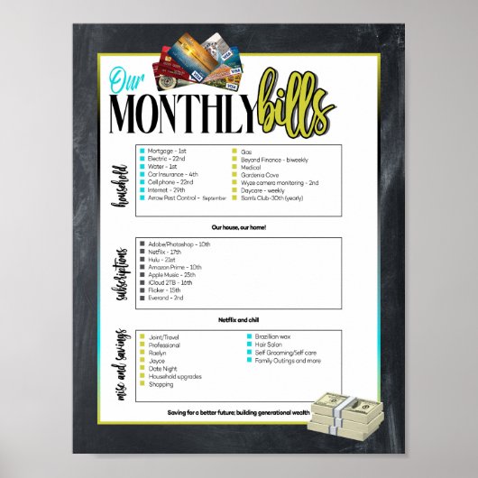 Checklist voor thuisfacturen poster (Voorkant)