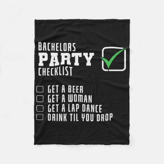 Checklist voor vrijgezellenfeest fleece deken (Voorkant)