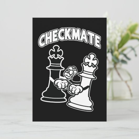 Checkmate Chess Tournament Art Black and White Kaart (Staand voorkant)