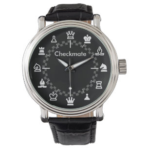 Checkmate Chess Watch - schaakbord op zwart Horloge