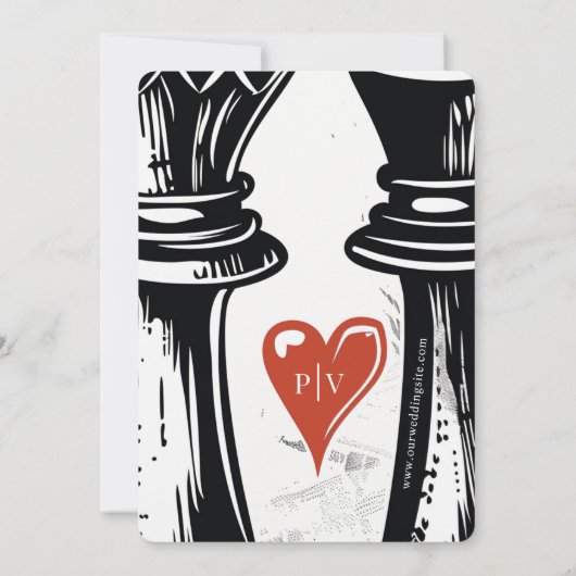 Checkmate Love wint huwelijksuitnodiging Kaart (Achterkant)