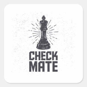 checkmate met schaken  vierkante sticker