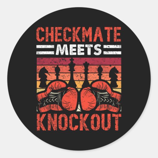Checkmate ontmoet knock-out Battle Fun Ronde Sticker (Voorkant)
