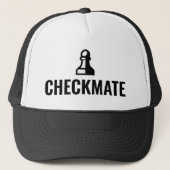 CheckMate zwarte schaaktepoottenhoed Trucker Pet (Voorkant)