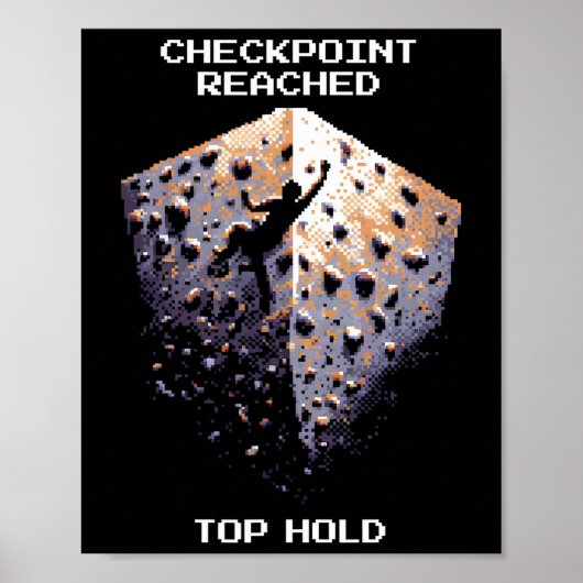 Checkpoint bereikt – Bovenste houder klimmen Pixel Poster (Voorkant)