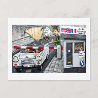 Checkpoint Charlie, Berlin, Cartoon Briefkaart