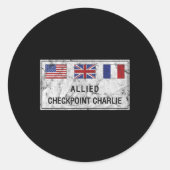 Checkpoint Charlie Cold War Berlin Wall Oost-Germa Ronde Sticker (Voorkant)