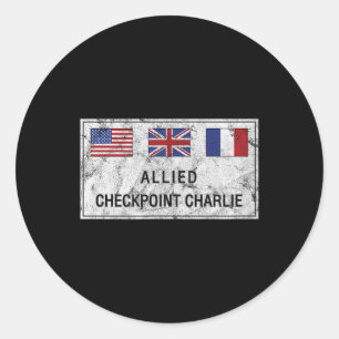 Checkpoint Charlie Cold War Berlin Wall Oost-Germa Ronde Sticker