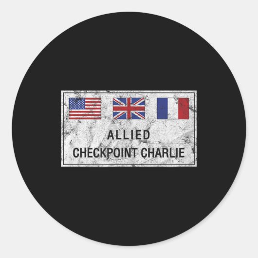 Checkpoint Charlie Cold War Berlin Wall Oost-Germa Ronde Sticker (Voorkant)
