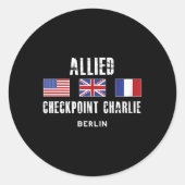 Checkpoint Charlie Cold War Berlin Wall Oost-Germa Ronde Sticker (Voorkant)
