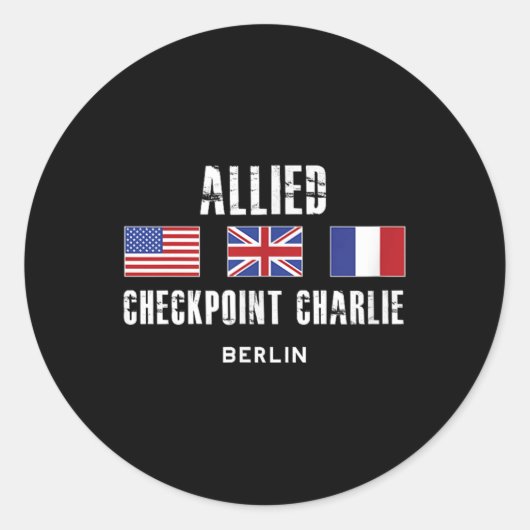 Checkpoint Charlie Cold War Berlin Wall Oost-Germa Ronde Sticker (Voorkant)