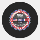 Checkpoint Charlie Cold War Berlin Wall Oost-Germa Ronde Sticker (Voorkant)