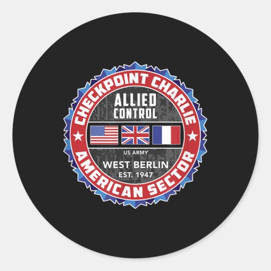 Checkpoint Charlie Cold War Berlin Wall Oost-Germa Ronde Sticker (Voorkant)