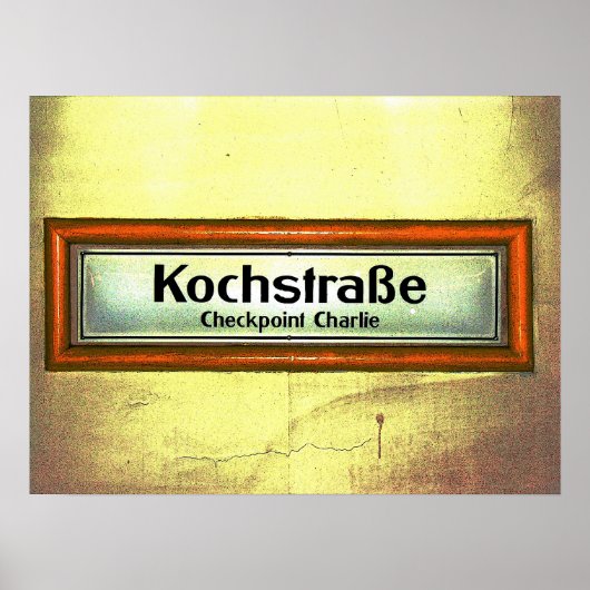 Checkpoint Charlie, Kochstrabe, Geel en Oranje Poster (Voorkant)
