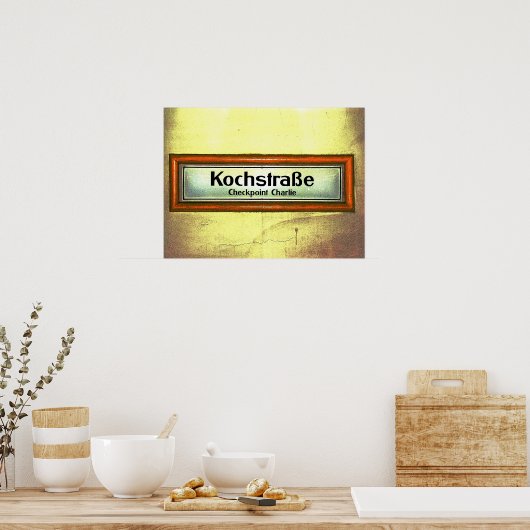 Checkpoint Charlie, Kochstrabe, Geel en Oranje Poster (Keuken)