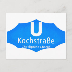 Checkpoint Charlie, Kochstrabe, UBahn, Blue/White Briefkaart