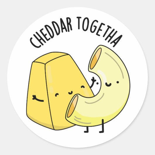 Cheddar samen grappig eten woordspeling ronde sticker (Voorkant)