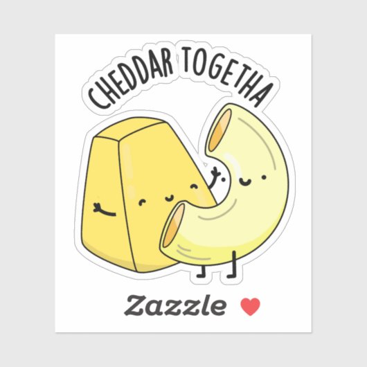 Cheddar samen grappig eten woordspeling sticker (Vel)
