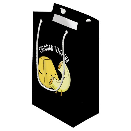 Cheddar Samen Grappig Voedsel Pun Donker BG Klein Cadeauzakje (Voorkant Gekanteld)