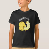 Cheddar Samen Grappig Voedsel Pun Donker BG T-shirt (Voorkant)