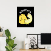 Cheddar Samen Grappige Voedselgrap Donkere BG Poster (Thuiskantoor)