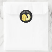 Cheddar Samen Grappige Voedselgrap Donkere BG Ronde Sticker (Tas)