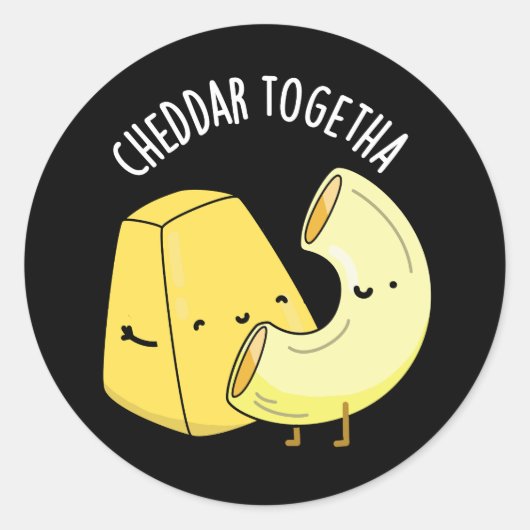 Cheddar Samen Grappige Voedselgrap Donkere BG Ronde Sticker (Voorkant)
