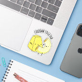 Cheddar Samen Grappige Voedselgrap Sticker (Laptop met iPhone)