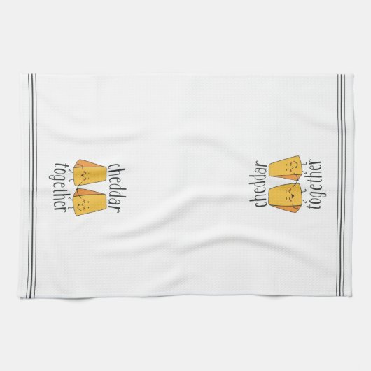 Cheddar Together Cute Funny Cheese Pun Theedoek (Horizontaal)