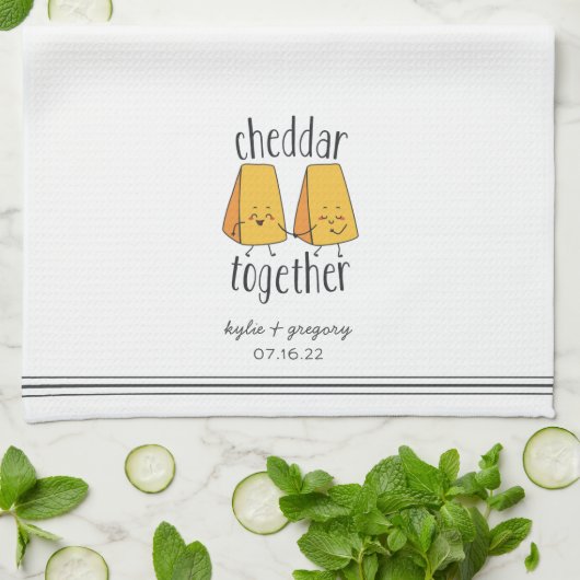 Cheddar Together Cute Funny Cheese Pun Theedoek (Gevouwen)