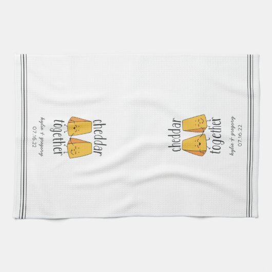 Cheddar Together Cute Funny Cheese Pun Theedoek (Horizontaal)