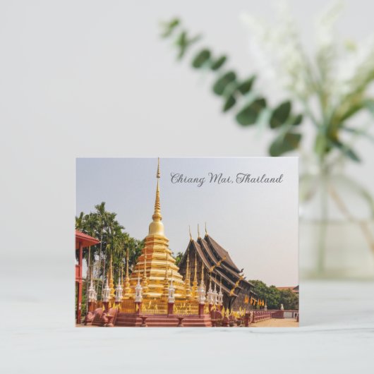 Chedi, Wat Phan Tao, Chiang Mai, Thailand Feestdagenkaart (Staand voorkant)