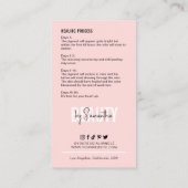 Cheek Blush Aftercare Vrouwelijke Roze PMU Artiest Visitekaartje (Achterkant)