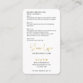 Cheek Blush Care Instructies Metallic Gold PMU Visitekaartje (Achterkant)