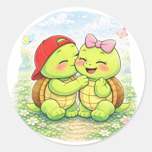Cheek Kiss Ronde Sticker (Voorkant)