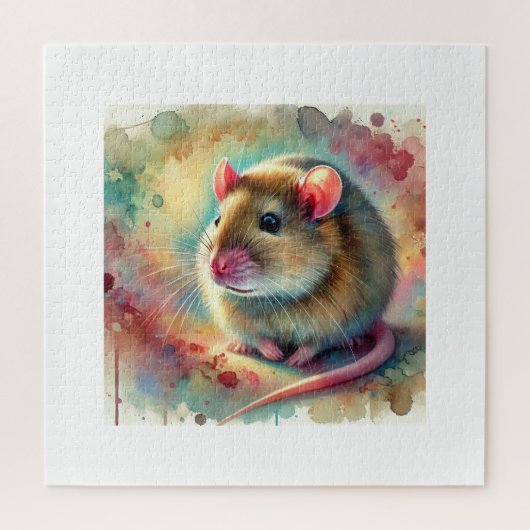 Cheek Pouch Rat 240624AREF125 - Watercolor Legpuzzel (Verticaal)