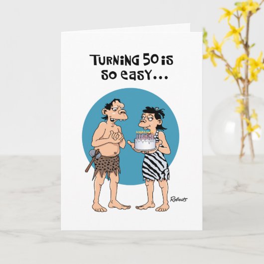 Cheeky 50th Birthday Kaart (Gele Bloem)