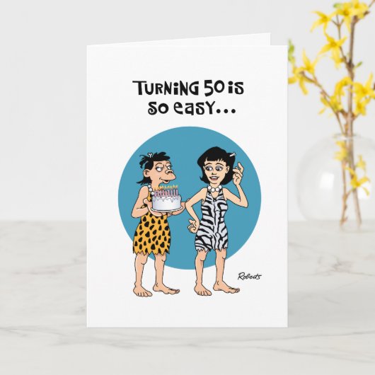 Cheeky 50th Birthday Kaart (Gele Bloem)