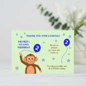 Cheeky aap tweede verjaardagsfeestje bedankje kaart (Staand voorkant)