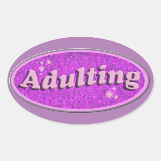 Cheeky Adulting Retro Decal Nostalgia Fun Ovale Sticker (Voorkant)
