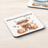 Cheeky Autumn Highland Koe Bier Onderzetter (Linkerzijde)