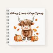 Cheeky Autumn Highland Koe Notitieboek (Voorkant)