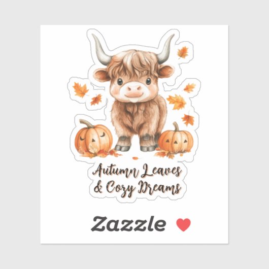 Cheeky Autumn Highland Koe Sticker (Vel)
