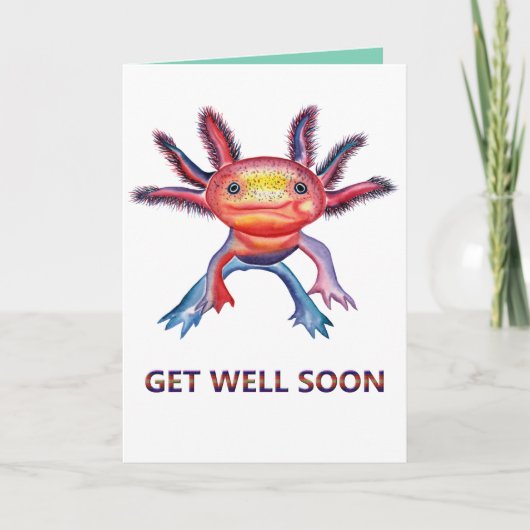 Cheeky Axolotl "Get Well Soon" kaart (Voorkant)