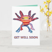 Cheeky Axolotl "Get Well Soon" kaart (Gele Bloem)
