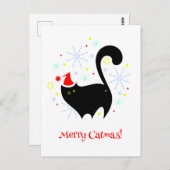 Cheeky Black Cat Butt Santa Hat Merry Catmas Briefkaart (Voorkant / Achterkant)